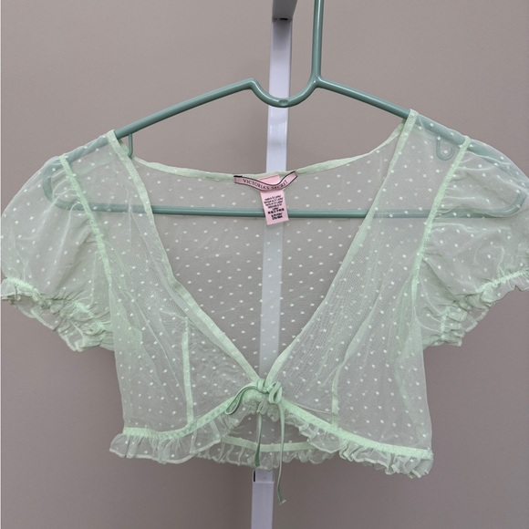 VICTORIA'S SECRET
Dotted Mesh Cap Sleeve Crop Top Shorts Set size S - Picture 3 of 8